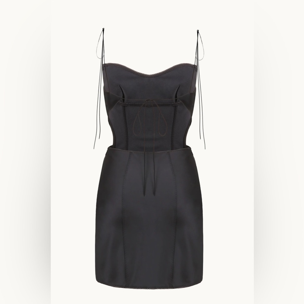 Anna October Vivienne Mini Dress Black Medium Satin Cutout NWT - Picture 7 of 16